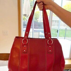 Levenger Red Purse Tote Bag